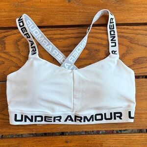 Under Armour White Sports Bra with Logo Straps size L